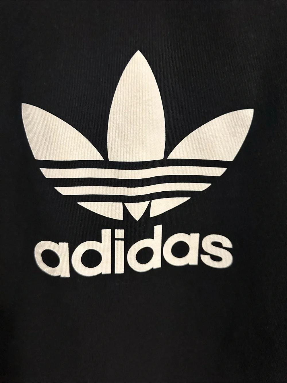 adidas Black Sweatshirt with White Trefoil Tag Size Large